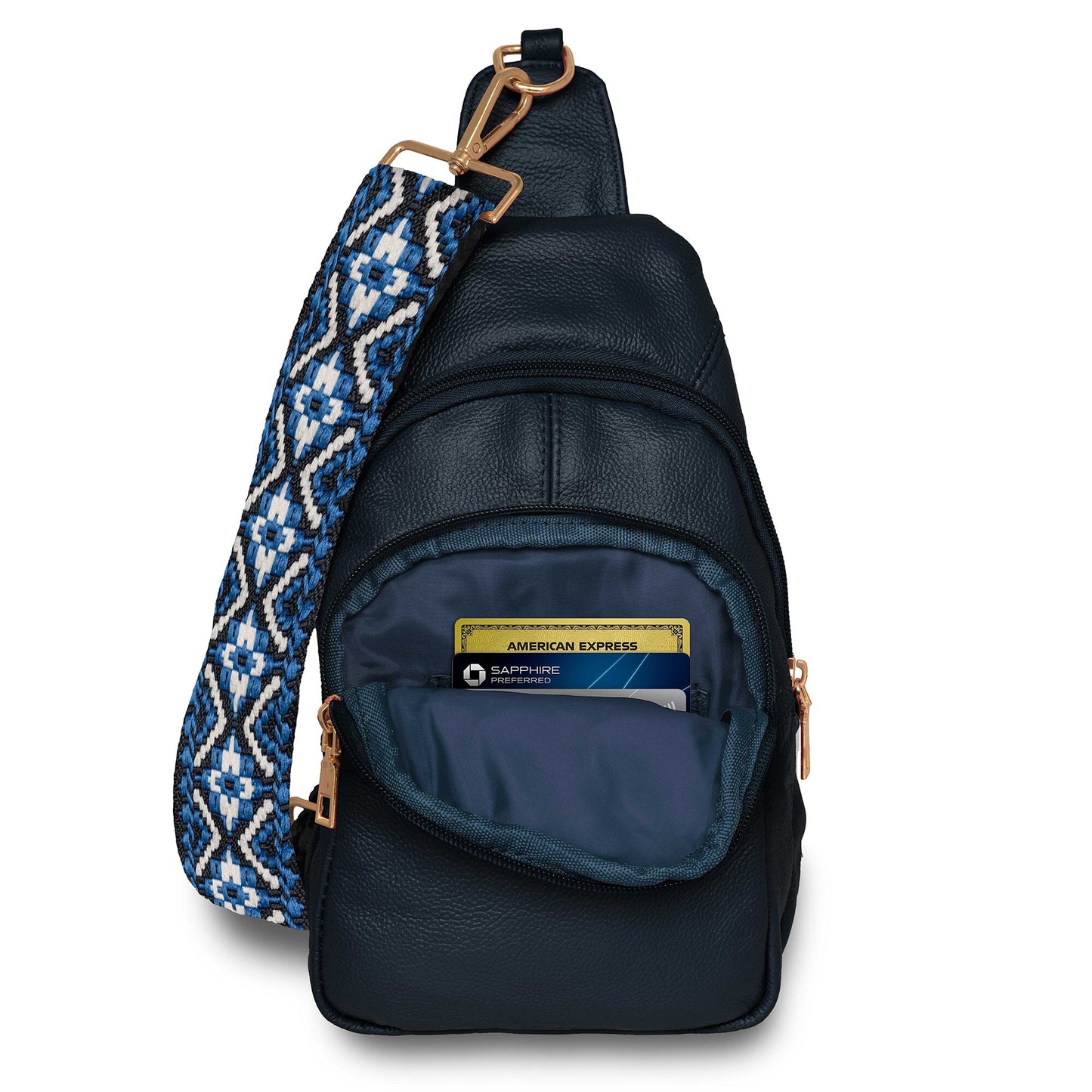 Real Leather Printed Strap Shoulder Sling Bag
