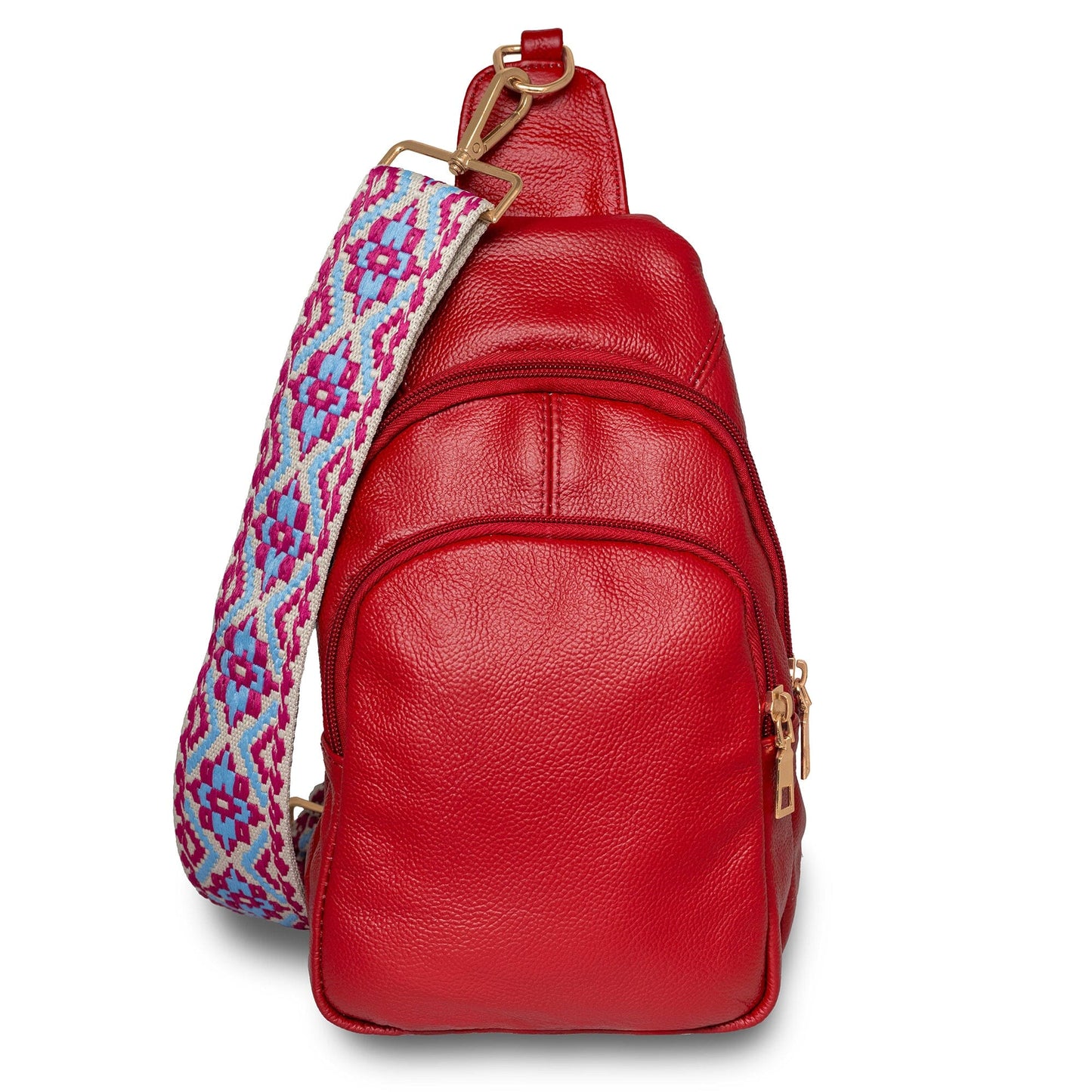 Real Leather Printed Strap Shoulder Sling Bag