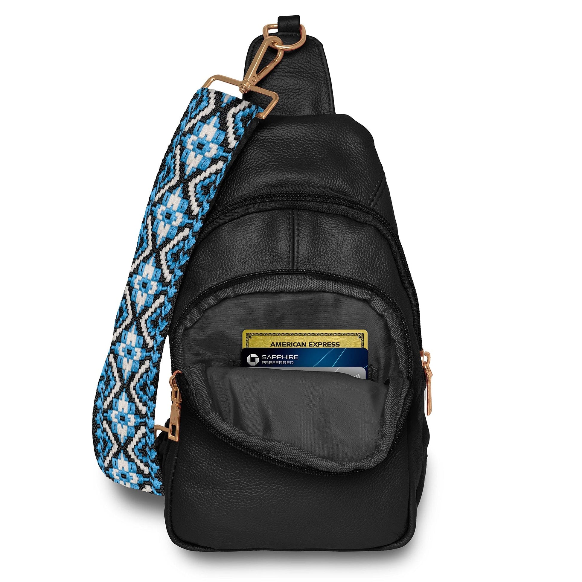 Real Leather Printed Strap Shoulder Sling Bag