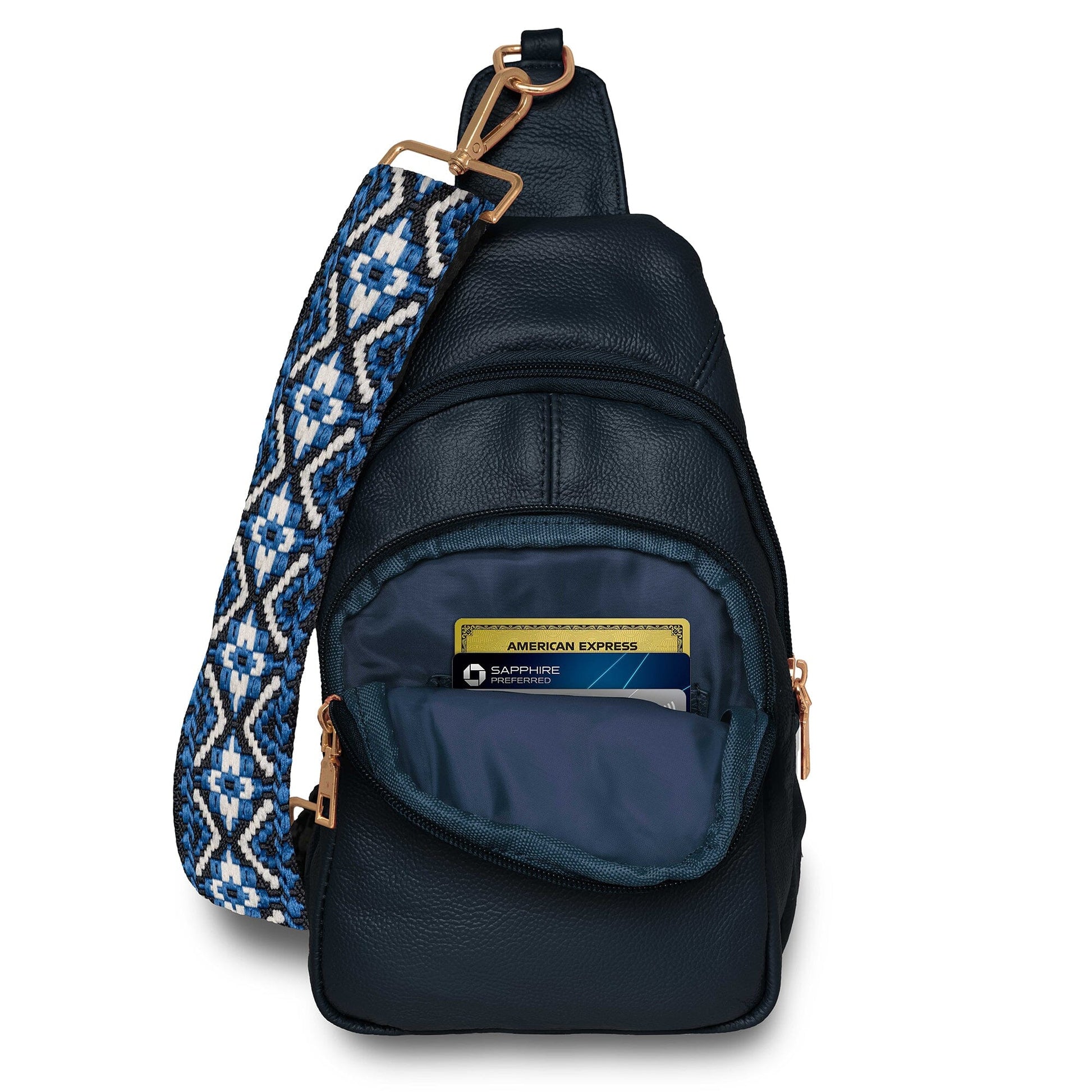 Real Leather Printed Strap Shoulder Sling Bag